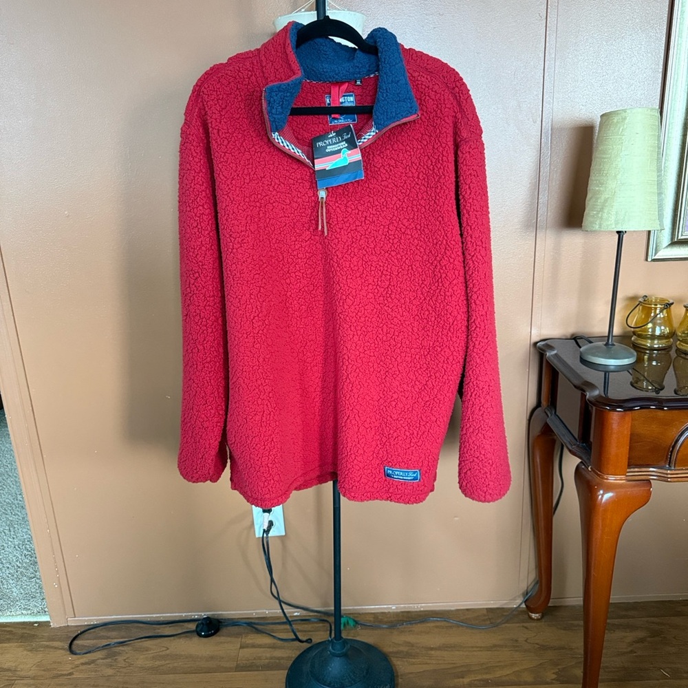 Properly Tied Red Fleece Sherpa Pullover